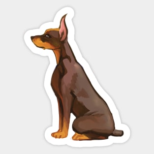 BROWN DOBERMAN DOG CUTE Sticker